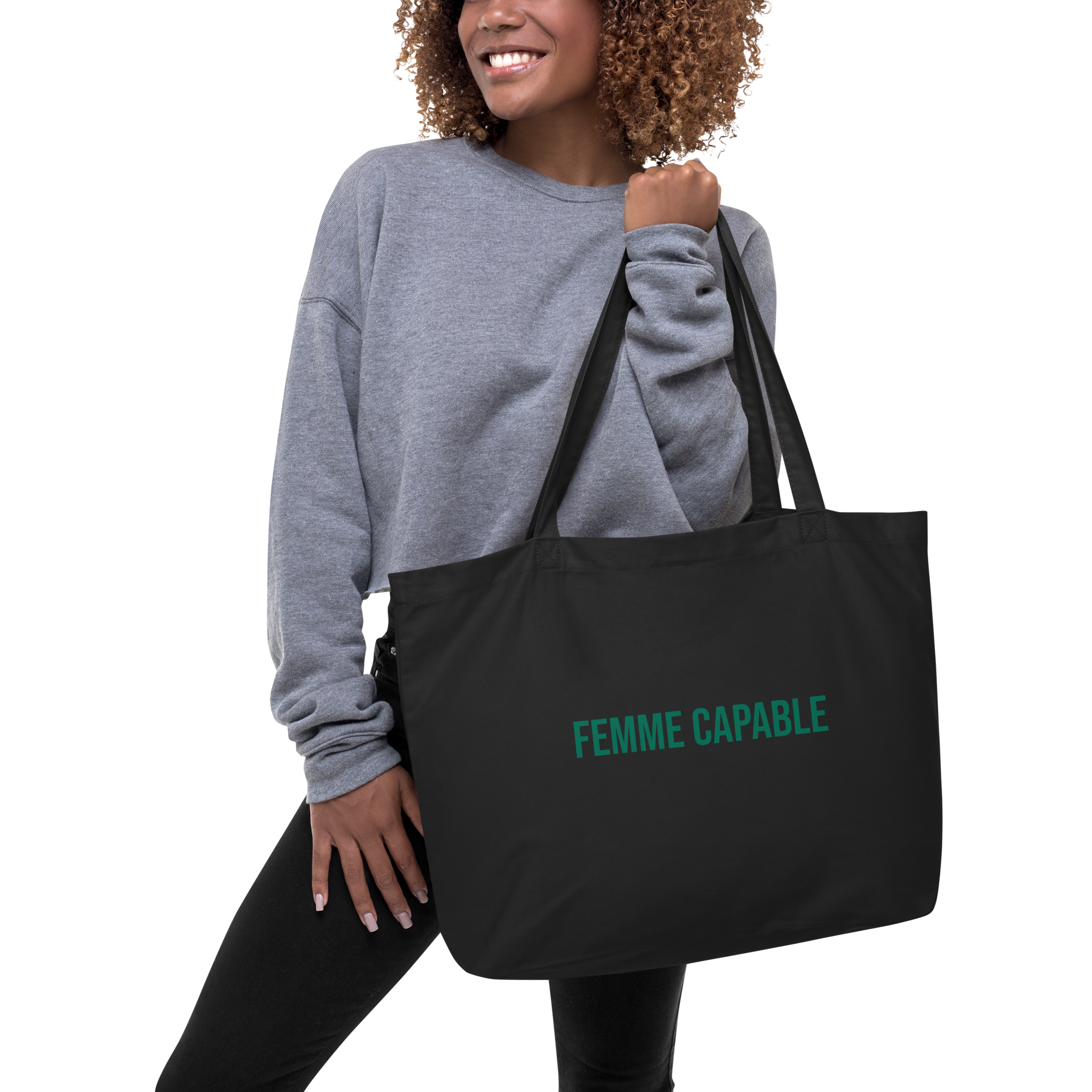 Big Tote Bag Kaki Femme Capable – Image 2