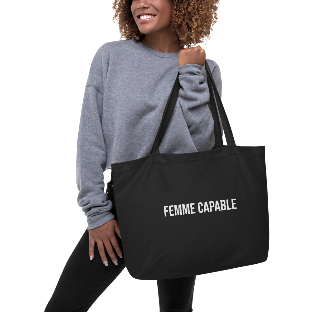 Big Tote Bag Black Femme Capable – Image 2