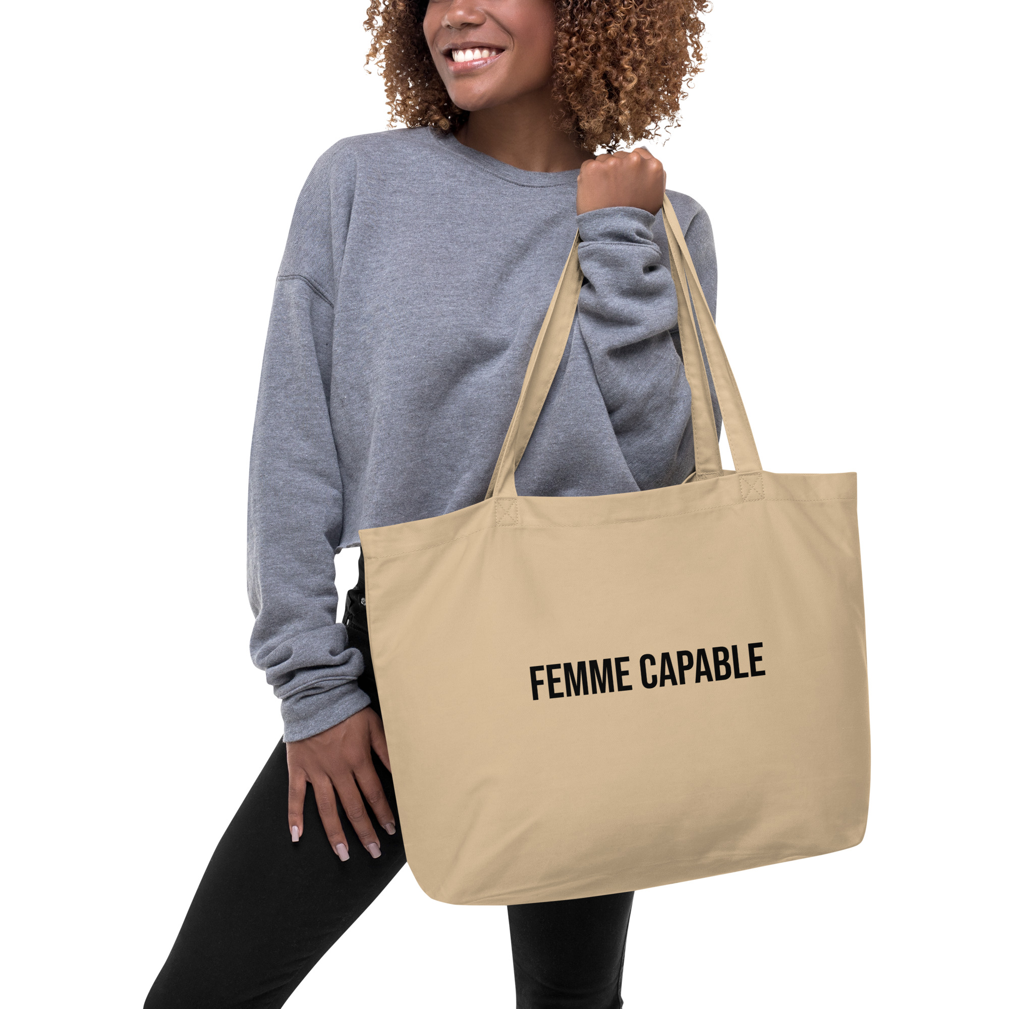 Big Tote Bag Beige Femme Capable – Image 2
